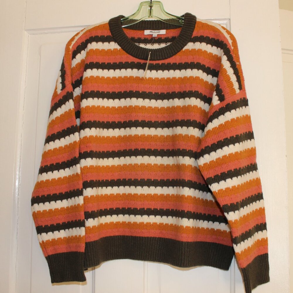 NWT Madewell Striped Beacontree Pullover Sweater Size Large
